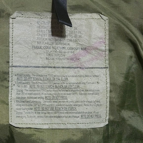 Army Mens Green Camouflage Hooded Front Zipper Parka Jacket Size Medium - Picture 6 of 14